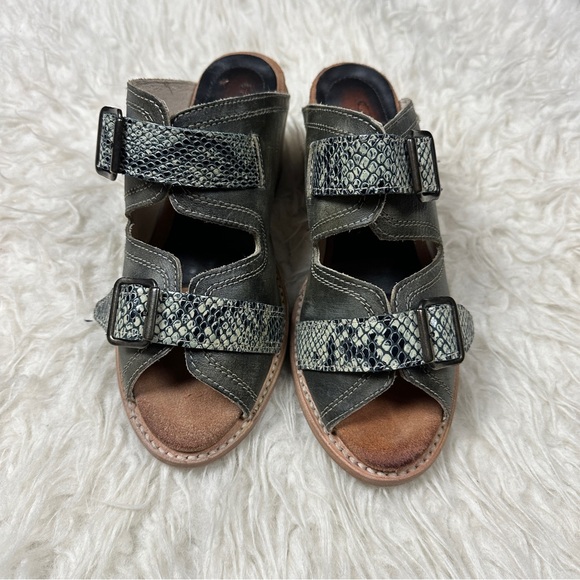 Freebird Caprice Leather Mule Sandal Olive Green Snake Full Grain Leather Sz 6 - Picture 6 of 11